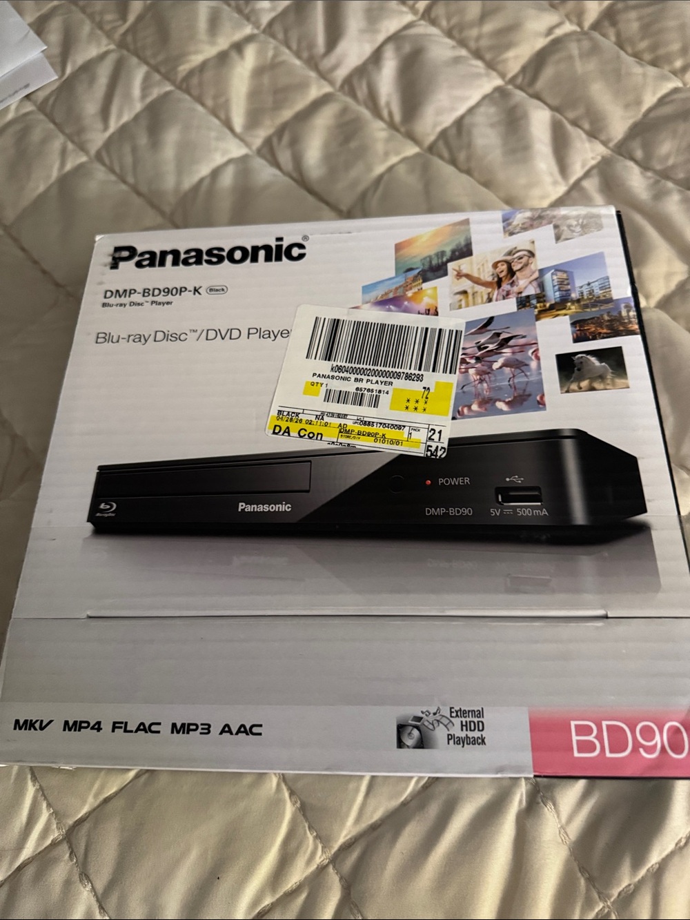 Panasonic Blu-ray/DVD Player in White and Black Packaging